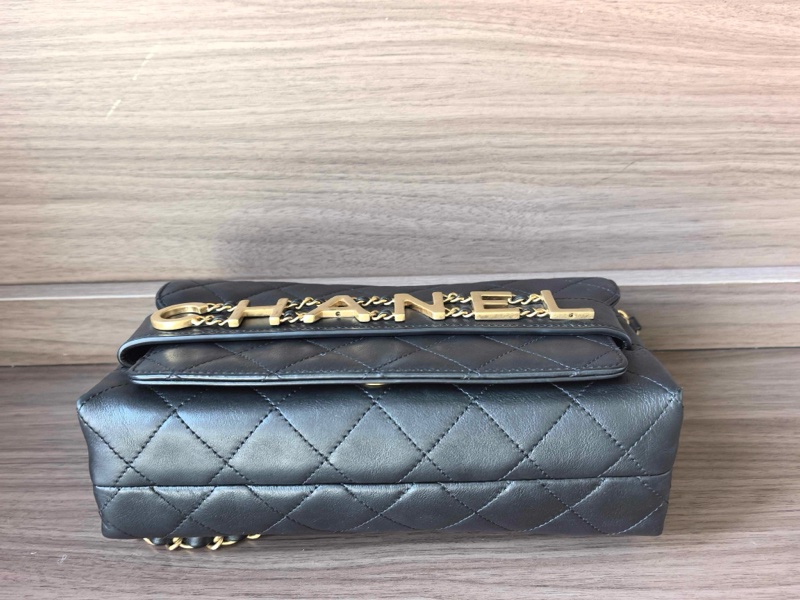 Chanel香奈兒黑金字母logo鏈條包單肩斜挎包，尺寸25*13。現貨單包-4
