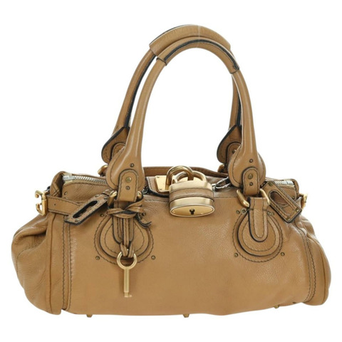 Chloe Paddington 手提包 皮革 米色 金 銀色 正品 am11349V