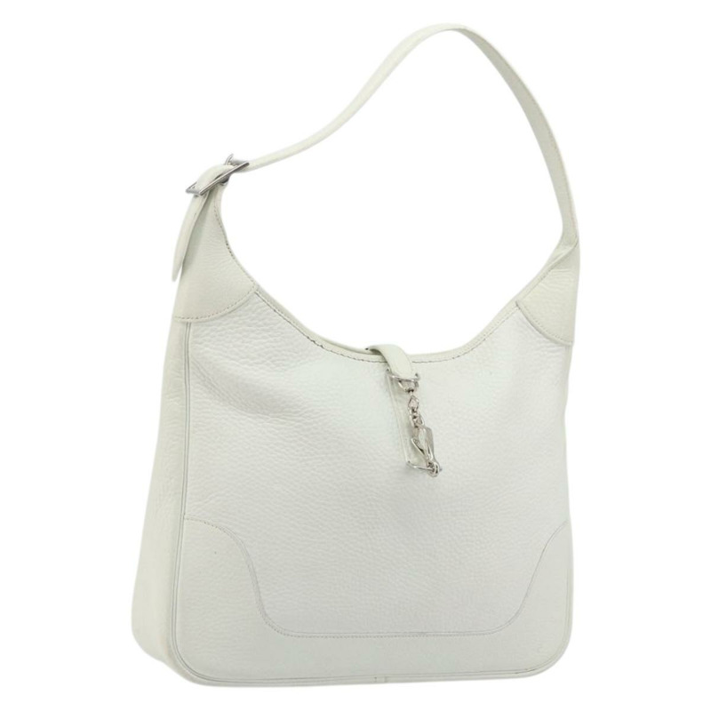 【日本直送】愛馬仕 Trim 35 肩背包，Togo 皮革，白色/銀色，正品編號 176262A-0