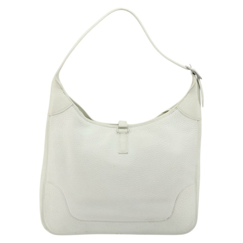 【日本直送】愛馬仕 Trim 35 肩背包，Togo 皮革，白色/銀色，正品編號 176262A-1