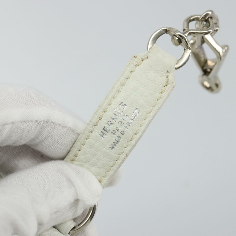 【日本直送】愛馬仕 Trim 35 肩背包，Togo 皮革，白色/銀色，正品編號 176262A-7