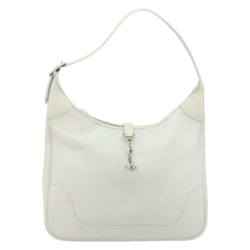 【日本直送】愛馬仕 Trim 35 肩背包，Togo 皮革，白色/銀色，正品編號 176262A-12