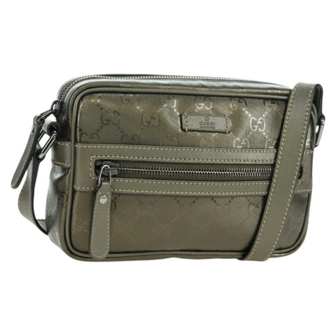 GUCCI GG Implementation 單肩包 PVC 灰色銀色 201447 Auth am11476V