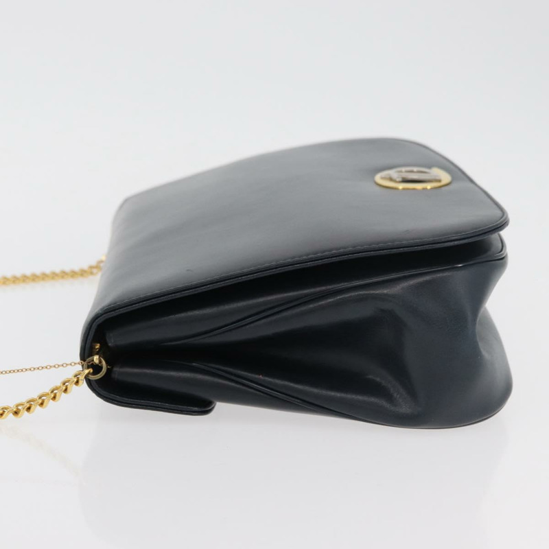 【日本直送】Christian Dior 鏈條肩背包 皮革 海軍藍 金色 正品 am11468A-3