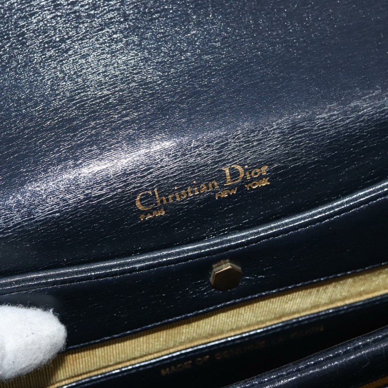 【日本直送】Christian Dior 鏈條肩背包 皮革 海軍藍 金色 正品 am11468A-17