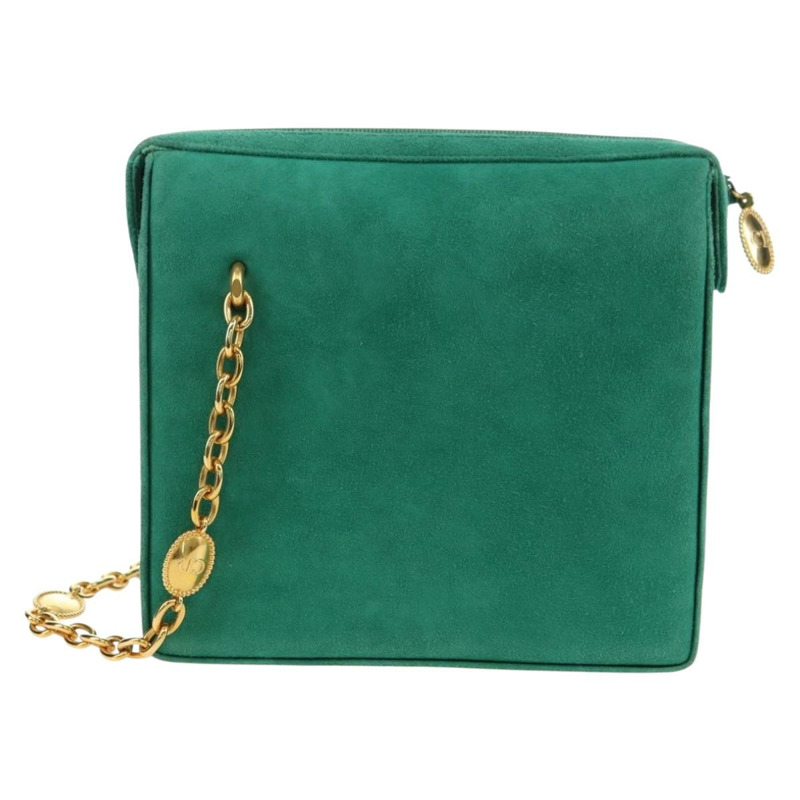 【日本直送】Christian Dior 鏈條肩背包 絨面革 綠色 金色 正品 BA12278V-1