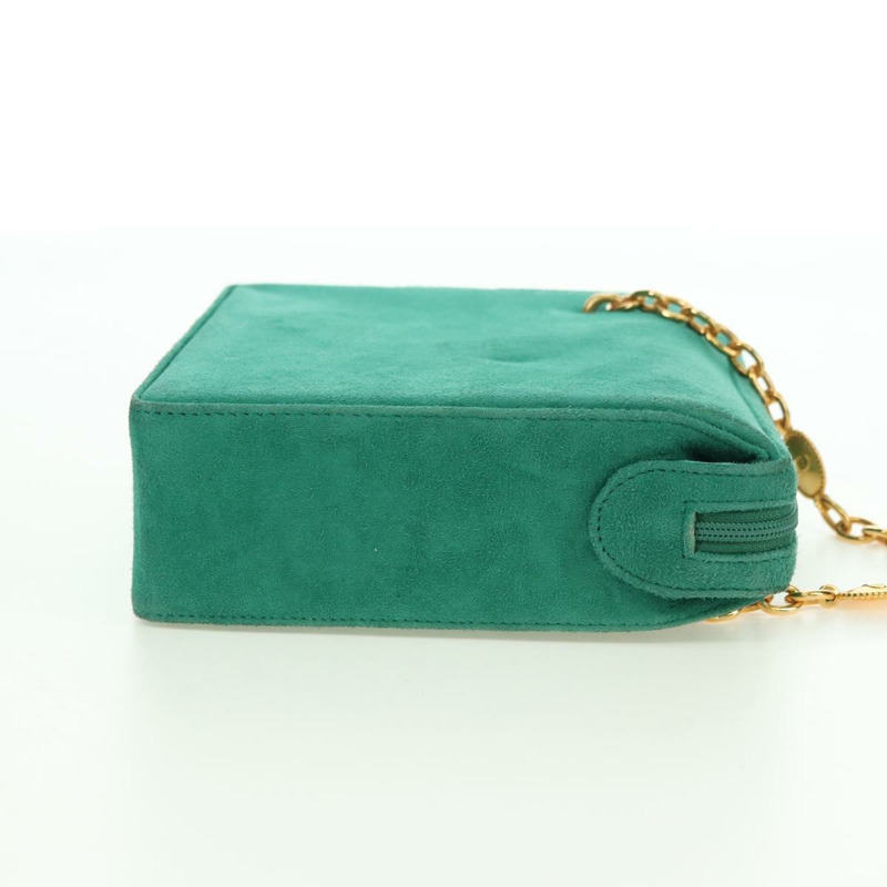 【日本直送】Christian Dior 鏈條肩背包 絨面革 綠色 金色 正品 BA12278V-3