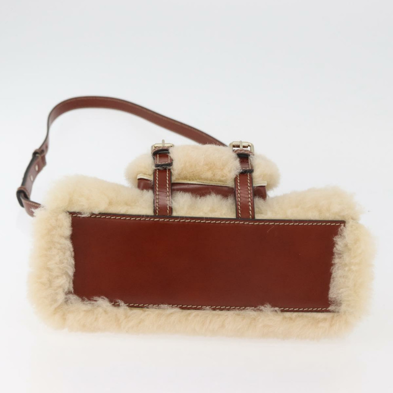 【日本直送】Chloe Edith 手提包，毛絨兩用款，米色金色，正品 176971A-4