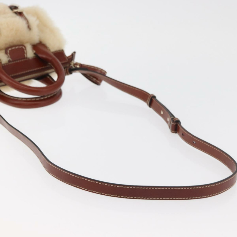 【日本直送】Chloe Edith 手提包，毛絨兩用款，米色金色，正品 176971A-7