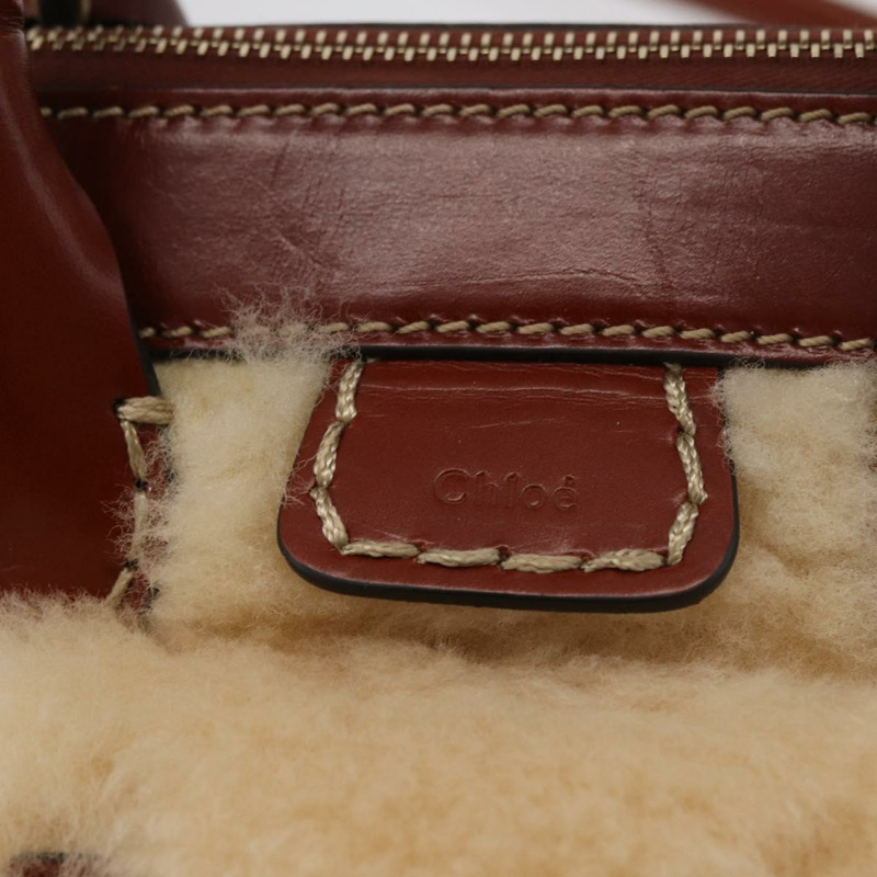 【日本直送】Chloe Edith 手提包，毛絨兩用款，米色金色，正品 176971A-19