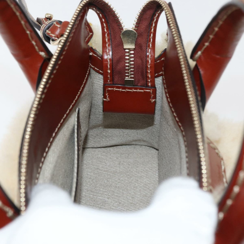 【日本直送】Chloe Edith 手提包，毛絨兩用款，米色金色，正品 176971A-21