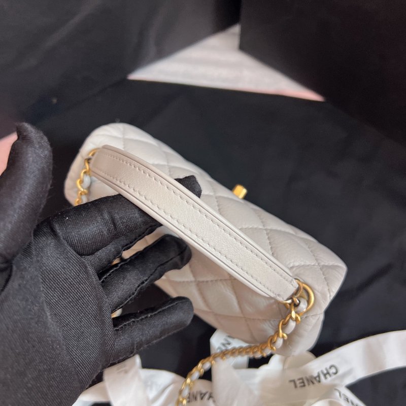 近新品 香奈兒/Chanel 迷你清冷灰郵差包 手提鏈條包-3