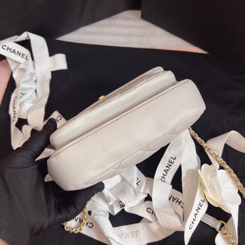 近新品 香奈兒/Chanel 迷你清冷灰郵差包 手提鏈條包-7
