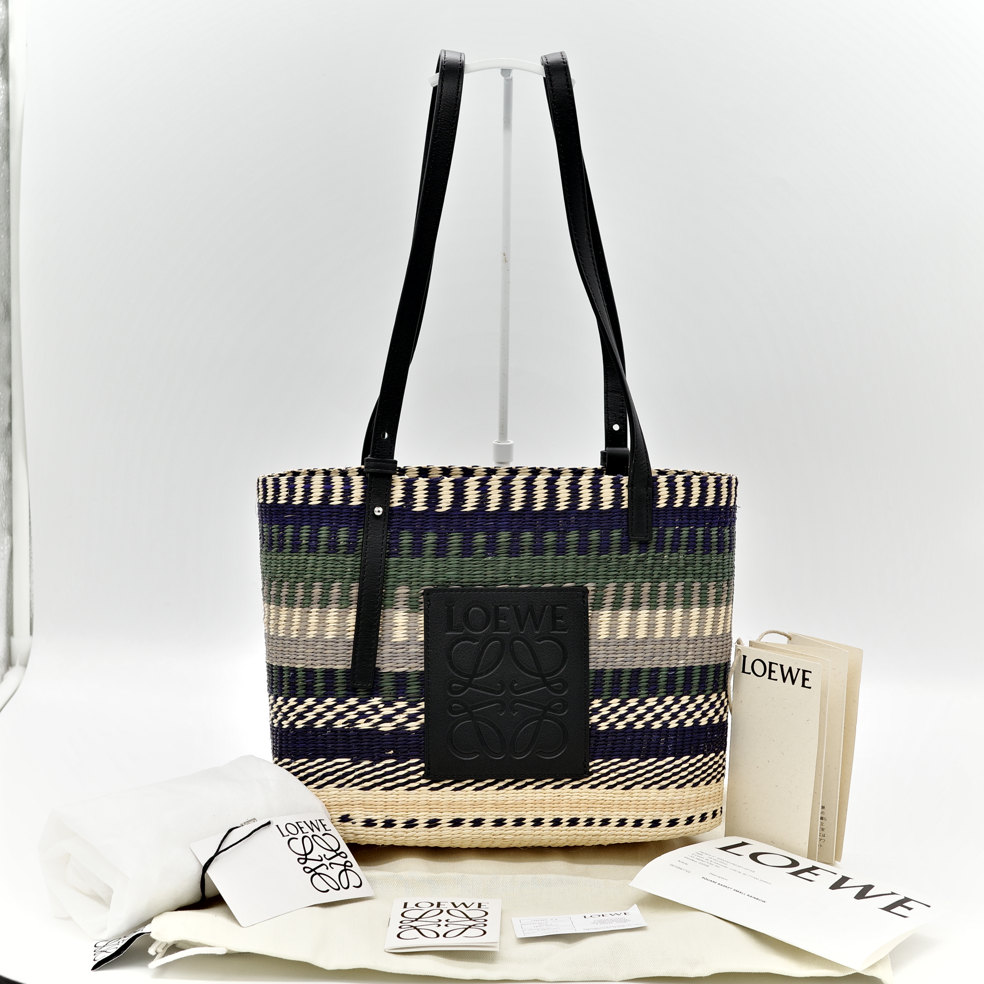 Loewe 羅威 SMALL SQUARE Rainbow BASKET 草編包-0
