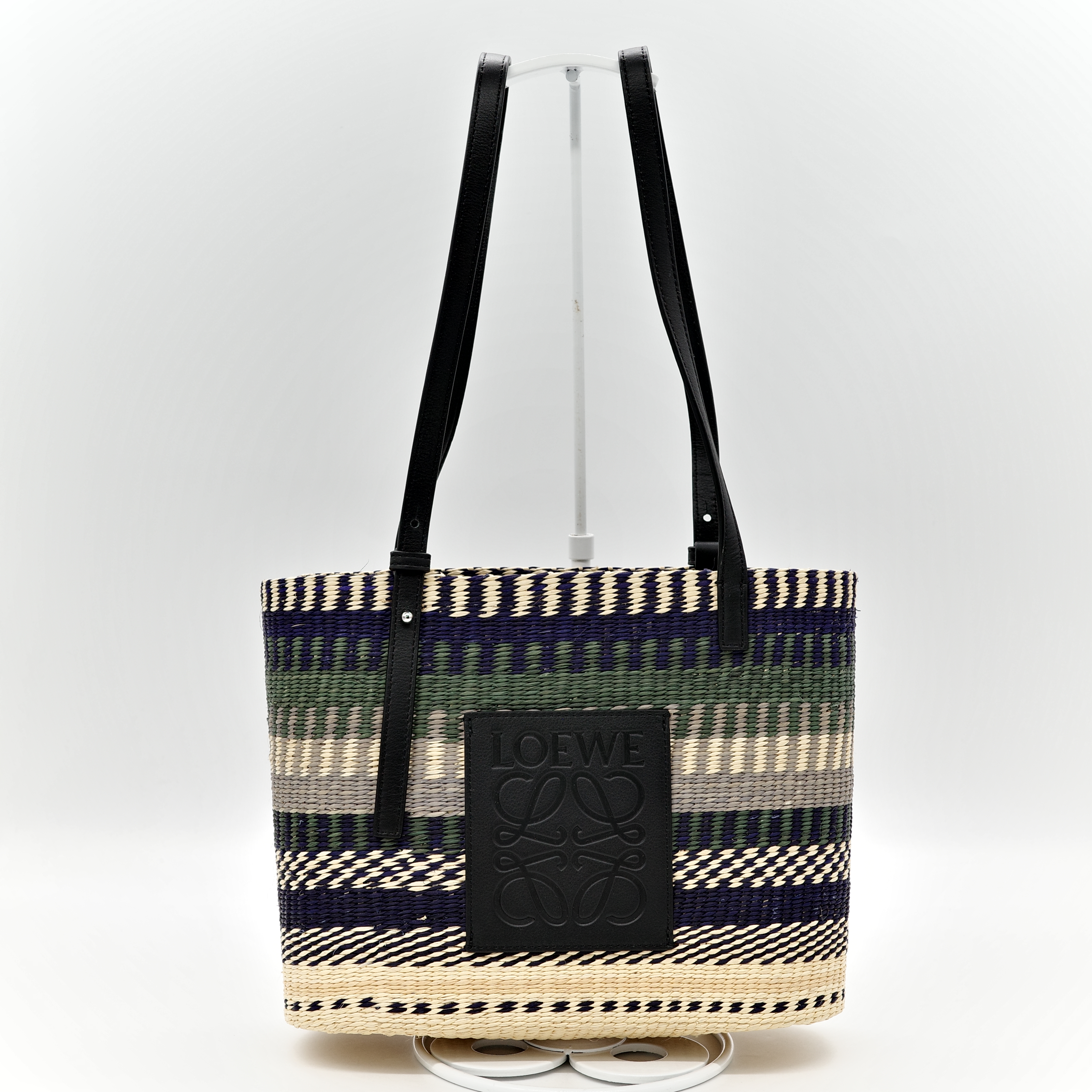 Loewe 羅威 SMALL SQUARE Rainbow BASKET 草編包-2