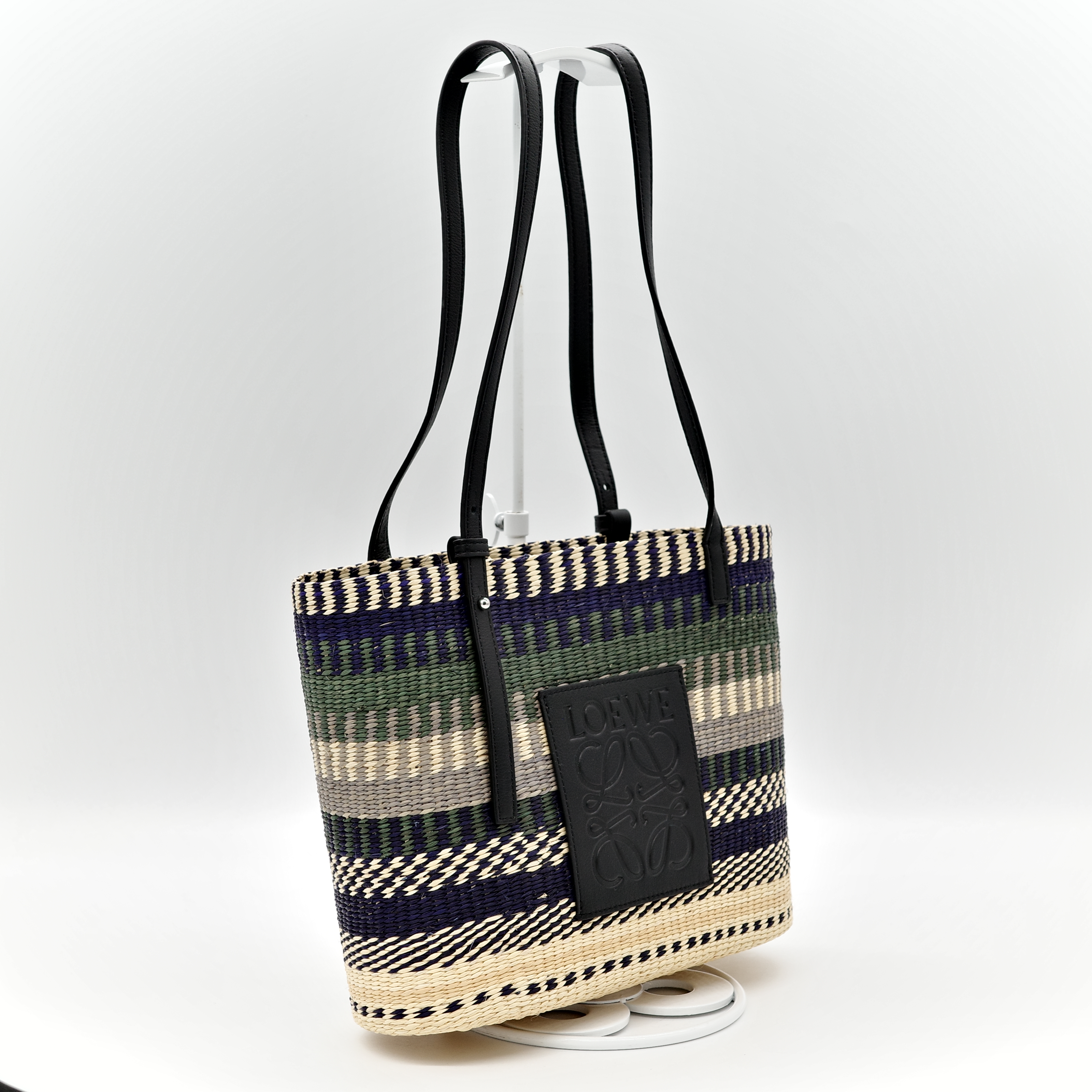 Loewe 羅威 SMALL SQUARE Rainbow BASKET 草編包-3