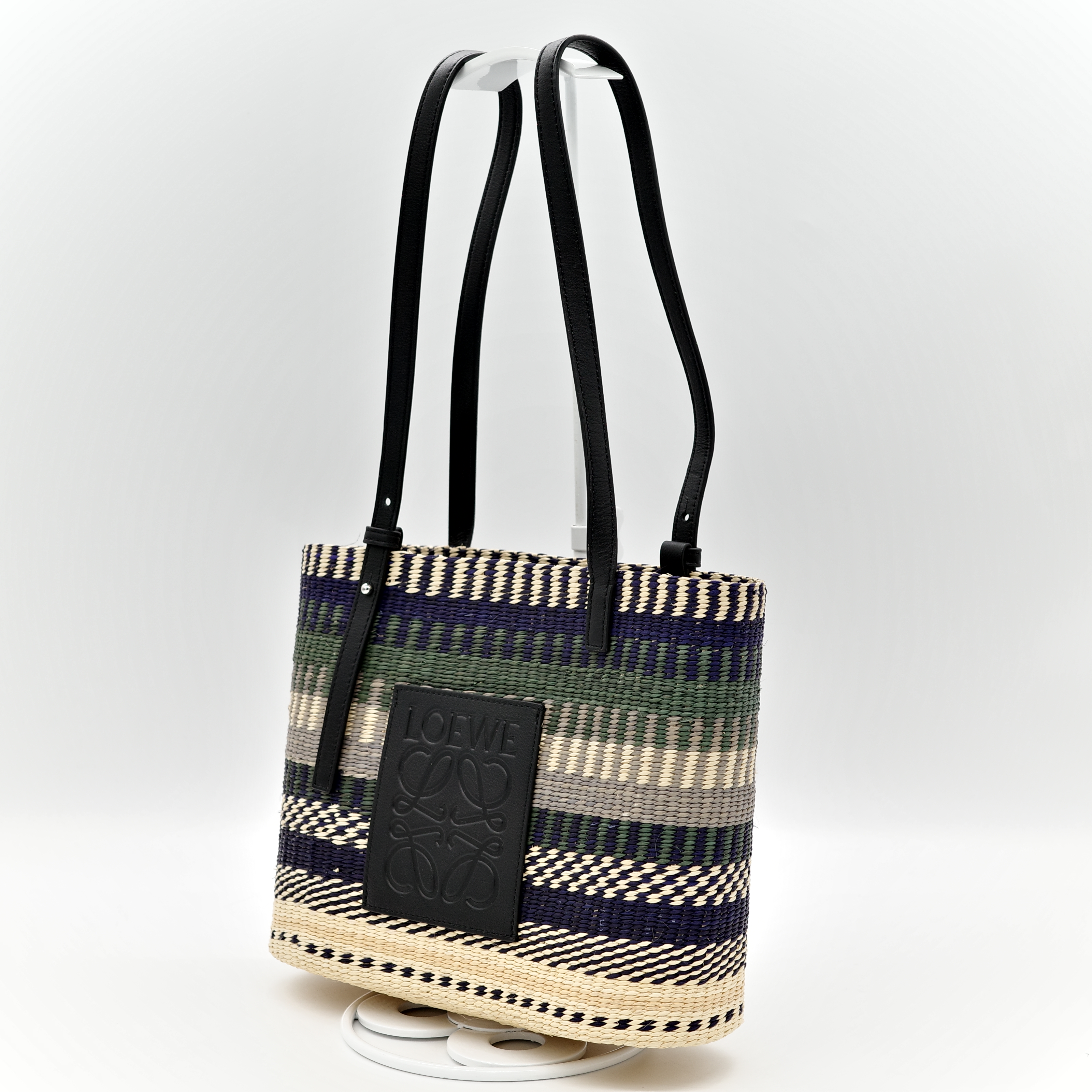 Loewe 羅威 SMALL SQUARE Rainbow BASKET 草編包-4