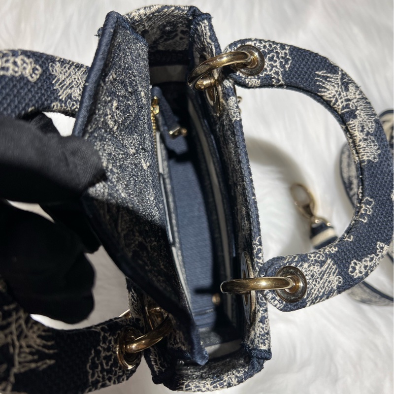 Dior 迪奧99新 戴妃包，藍色動物園刺繡款 幾乎全新，保存好-6