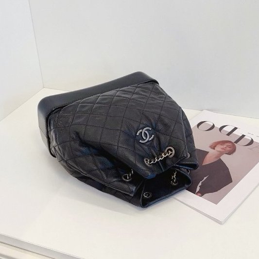 香奈兒/Chanel Gabrielle全黑色漸變流浪雙肩包 中号-3