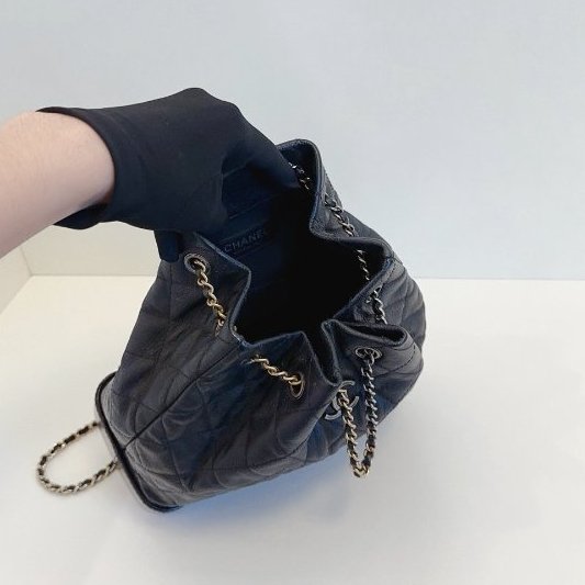 香奈兒/Chanel Gabrielle全黑色漸變流浪雙肩包 中号-10