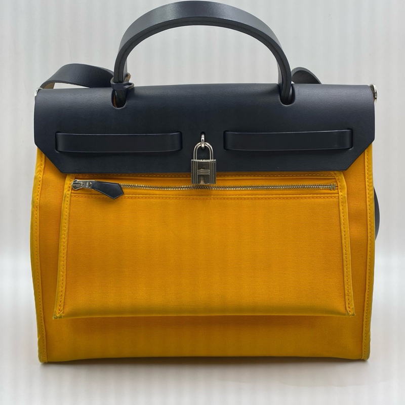 愛馬仕/Hermes  Herbag 31 姜黃色拼藏青色 A刻-1