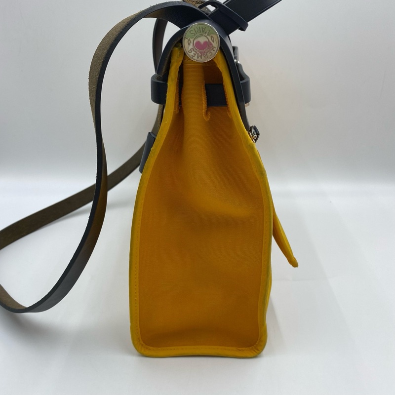 愛馬仕/Hermes  Herbag 31 姜黃色拼藏青色 A刻-5
