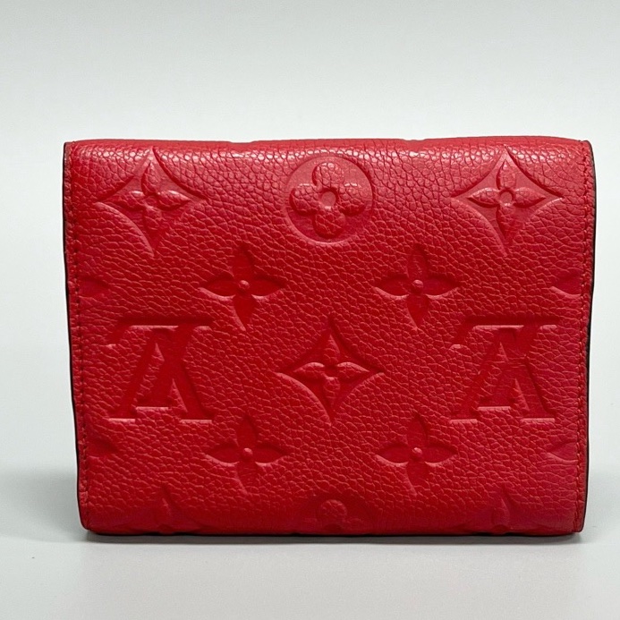 Louis Vuitton路易威登 紅色全皮壓花三折錢包  尺寸：12*9*2cm-1