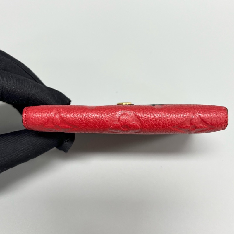 Louis Vuitton路易威登 紅色全皮壓花三折錢包  尺寸：12*9*2cm-2