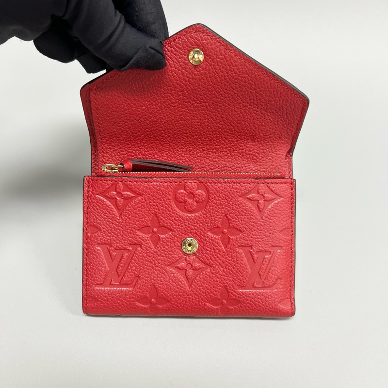 Louis Vuitton路易威登 紅色全皮壓花三折錢包  尺寸：12*9*2cm-6