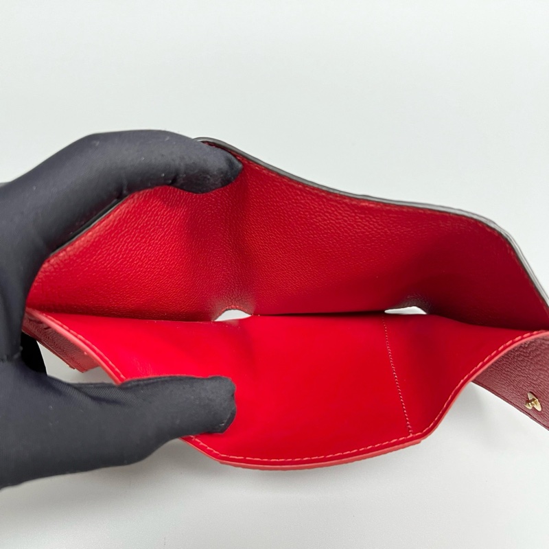 Louis Vuitton路易威登 紅色全皮壓花三折錢包  尺寸：12*9*2cm-8