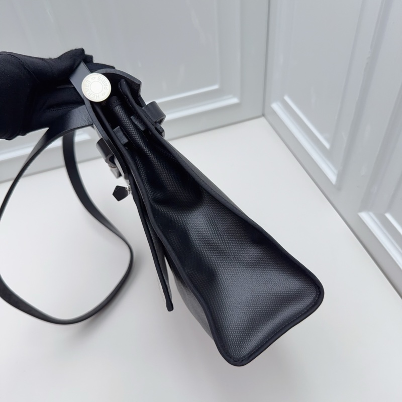 擱置品帶膜Hermes 愛馬仕 Herbag 31黑色Toile H防水帆布手提包-7