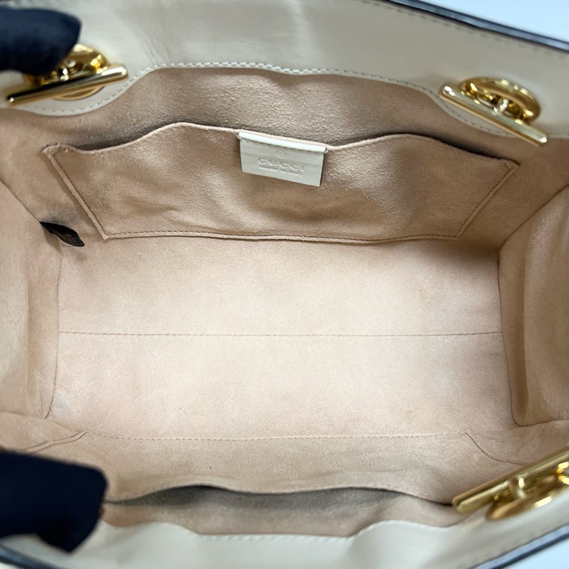 Gucci/古馳 白色拼老花小號padlock單肩包 尺寸：26*17-10