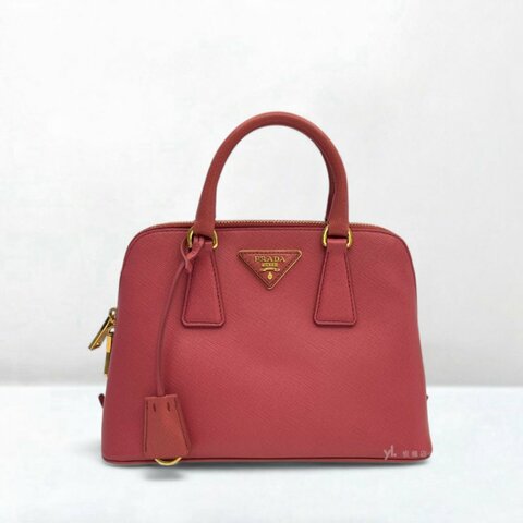 S5165-Prada  Shoulder粉牛皮金扣手提斜背包