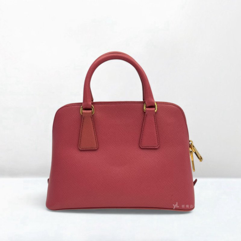 S5165-Prada  Shoulder粉牛皮金扣手提斜背包-3