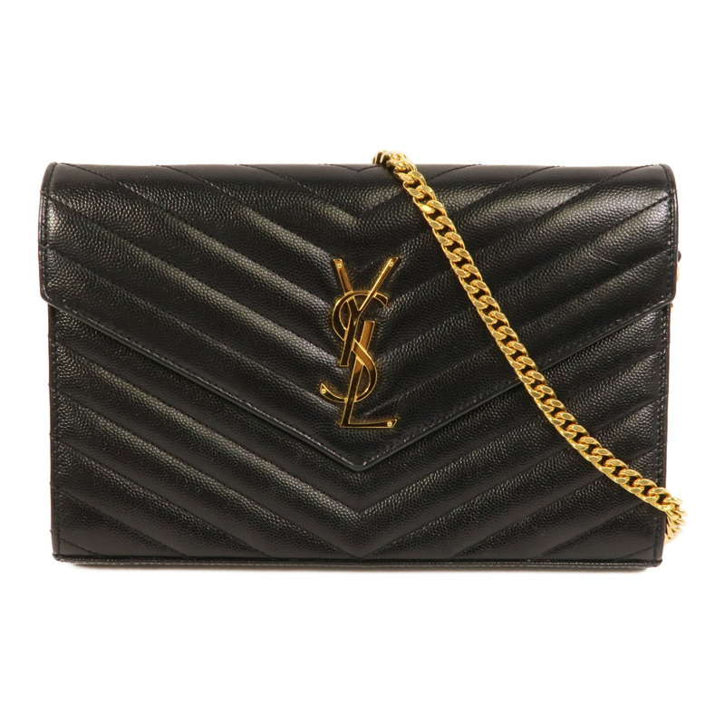 SAINT LAURENT 牛皮皮革Cassandre Envelope鏈帶肩背袋-0