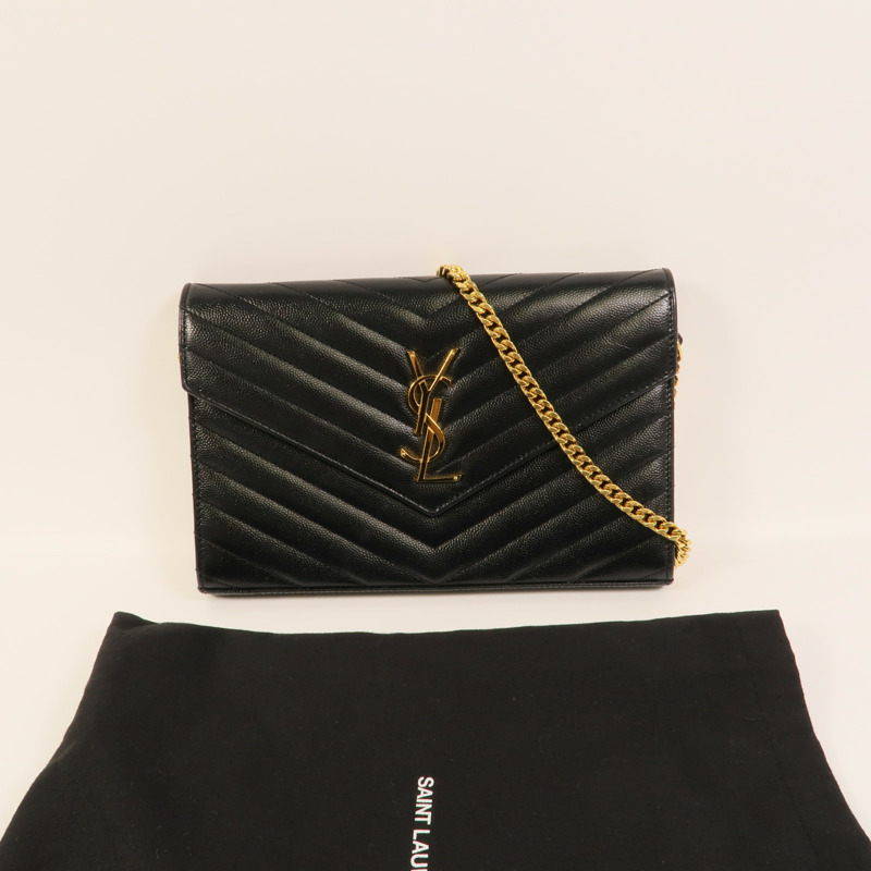 SAINT LAURENT 牛皮皮革Cassandre Envelope鏈帶肩背袋-8