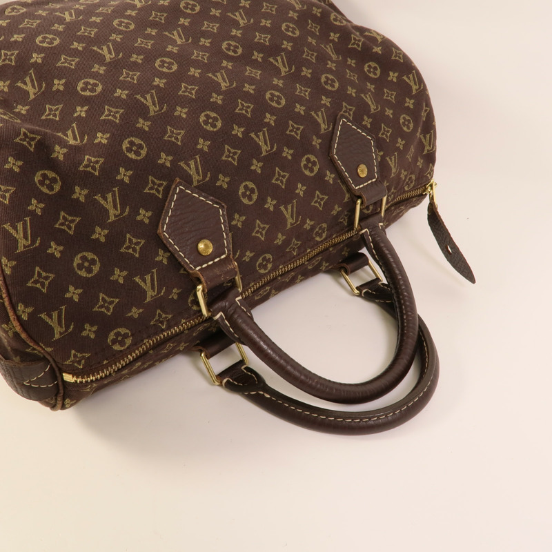 LOUIS VUITTON Monogram Mini Lin Speedy 30金扣手挽袋-5