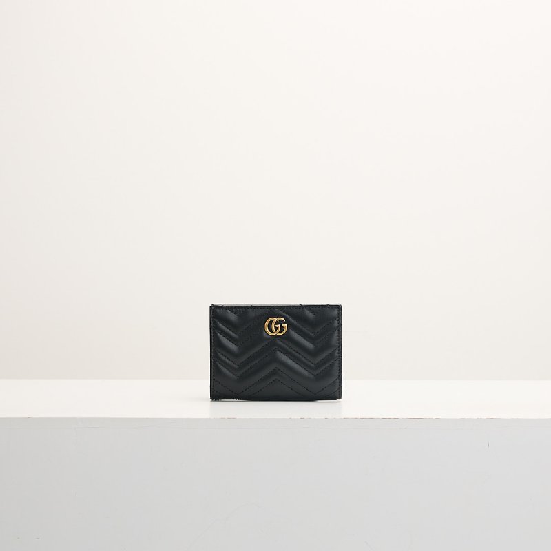 Gucci marmont 對開短夾/黑牛皮-0
