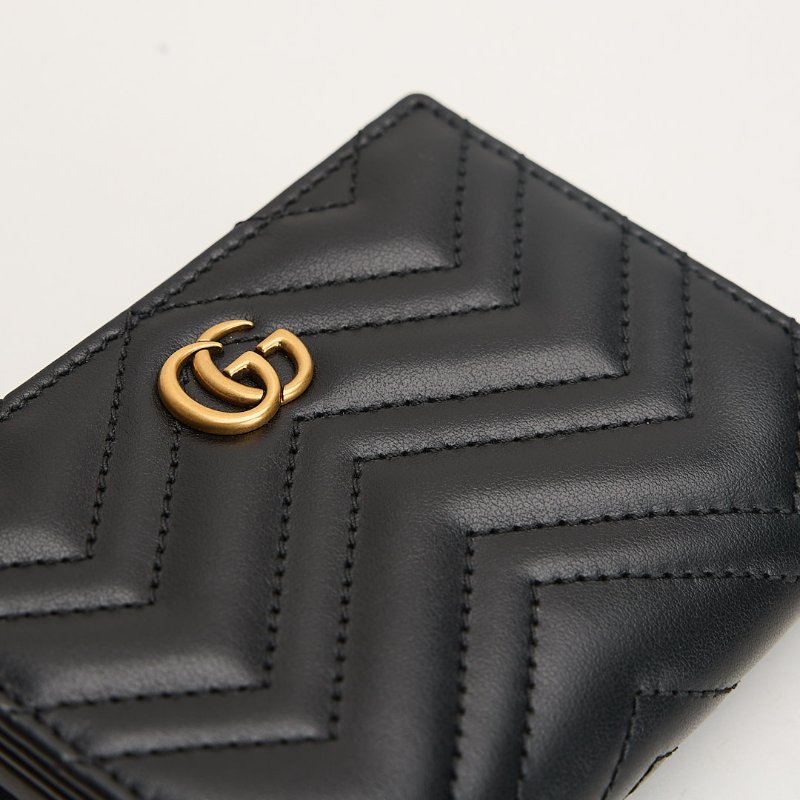 Gucci marmont 對開短夾/黑牛皮-5