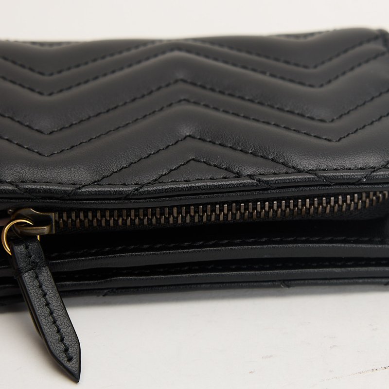 Gucci marmont 對開短夾/黑牛皮-6
