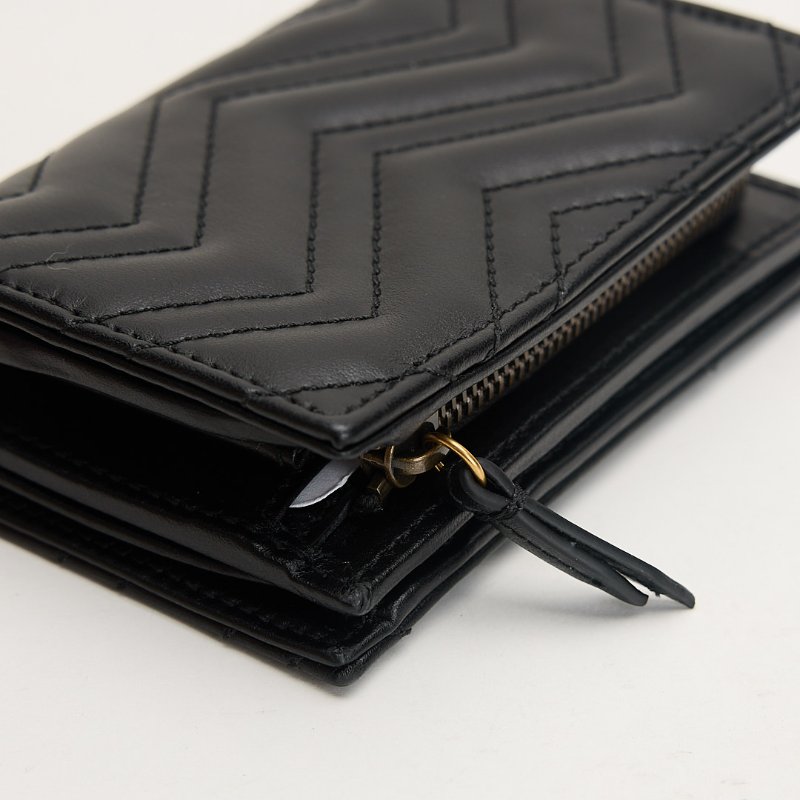 Gucci marmont 對開短夾/黑牛皮-7