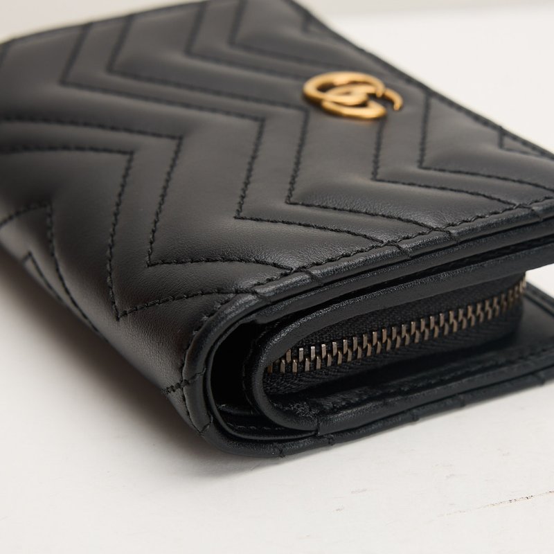 Gucci marmont 對開短夾/黑牛皮-8
