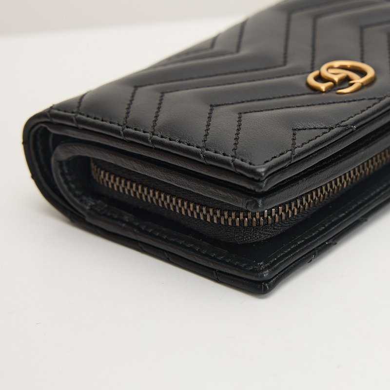 Gucci marmont 對開短夾/黑牛皮-9