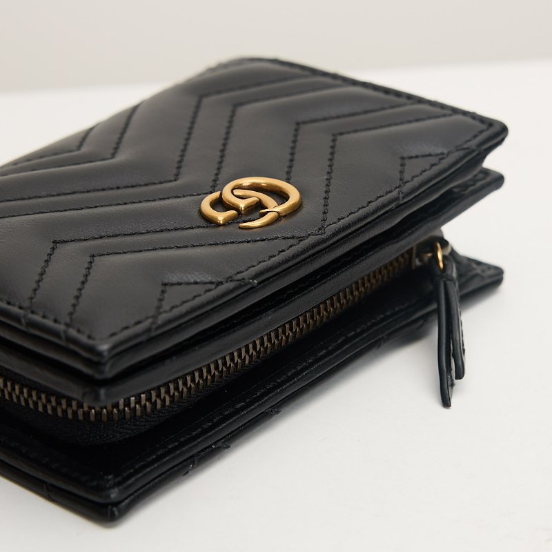 Gucci marmont 對開短夾/黑牛皮-10