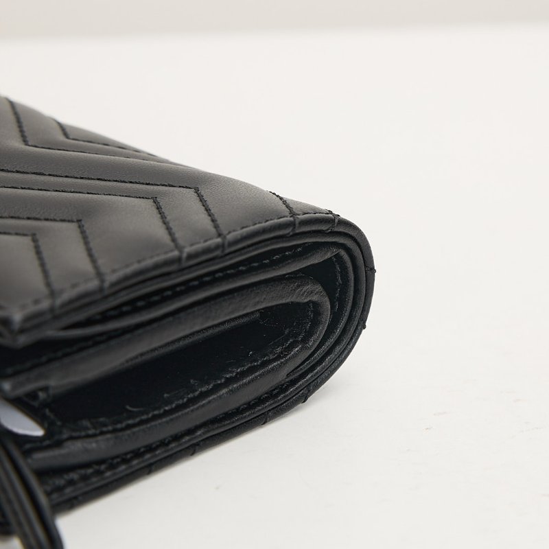 Gucci marmont 對開短夾/黑牛皮-11