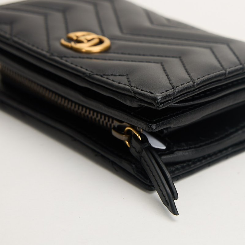 Gucci marmont 對開短夾/黑牛皮-12