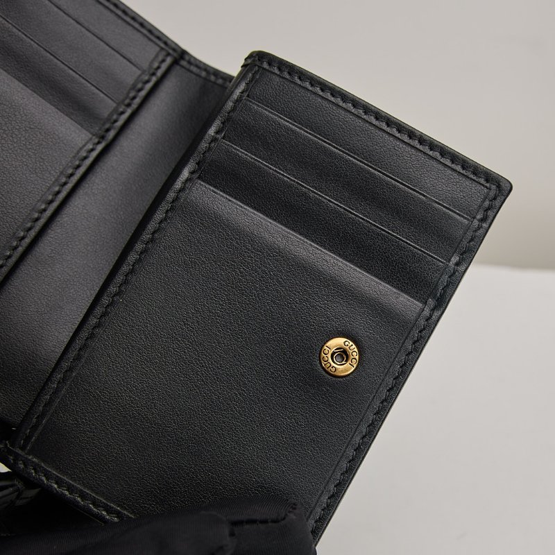 Gucci marmont 對開短夾/黑牛皮-13