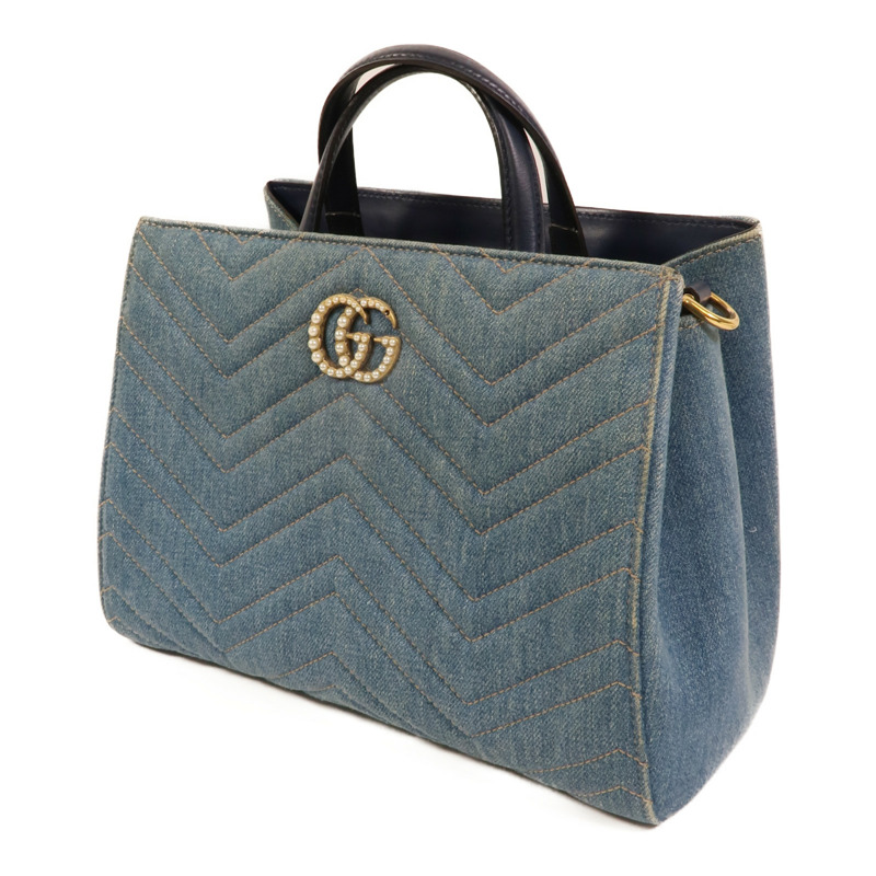 GUCCI Denim GG Marmont Matelasse手挽肩背兩用袋-2