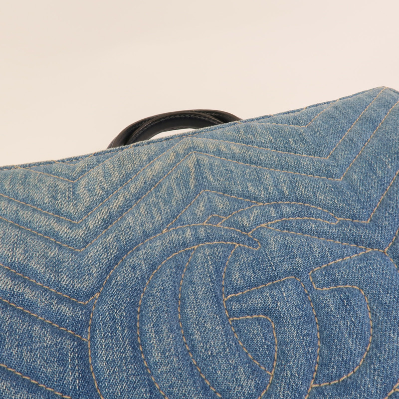 GUCCI Denim GG Marmont Matelasse手挽肩背兩用袋-14