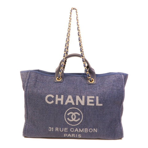 CHANEL Raffia/帆布Deauville Tote Bag手挽肩背兩用袋